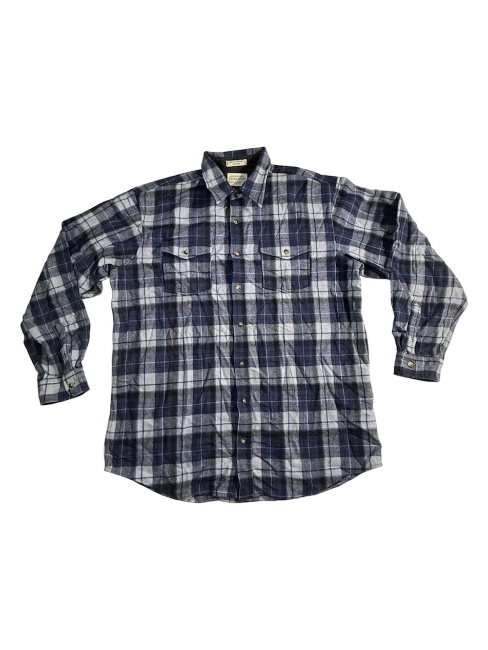 Vintage Pendleton Men's Blue Plaid Button-Up Flannel Shirt